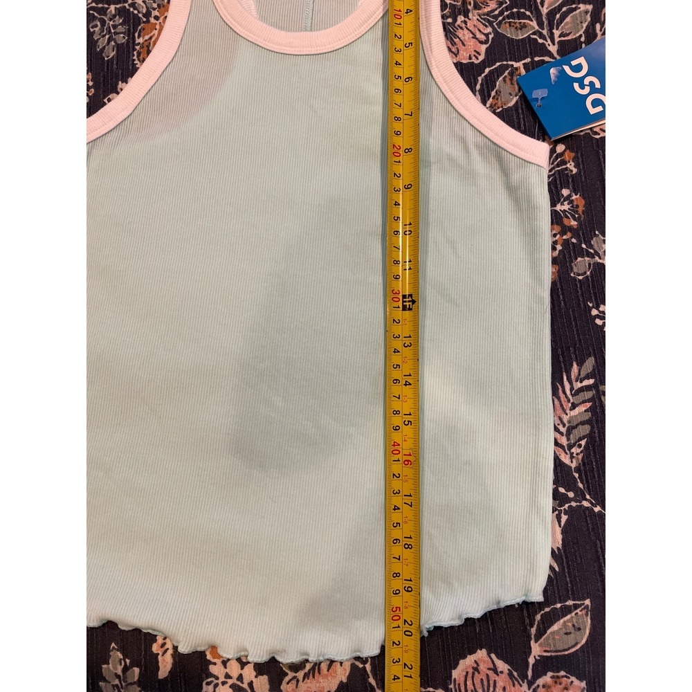 DSG Cotton Rib‎ Tank Girls L 14 Waterscape NWT Racerback Lettuce Hem Aqua - Picture 10 of 11